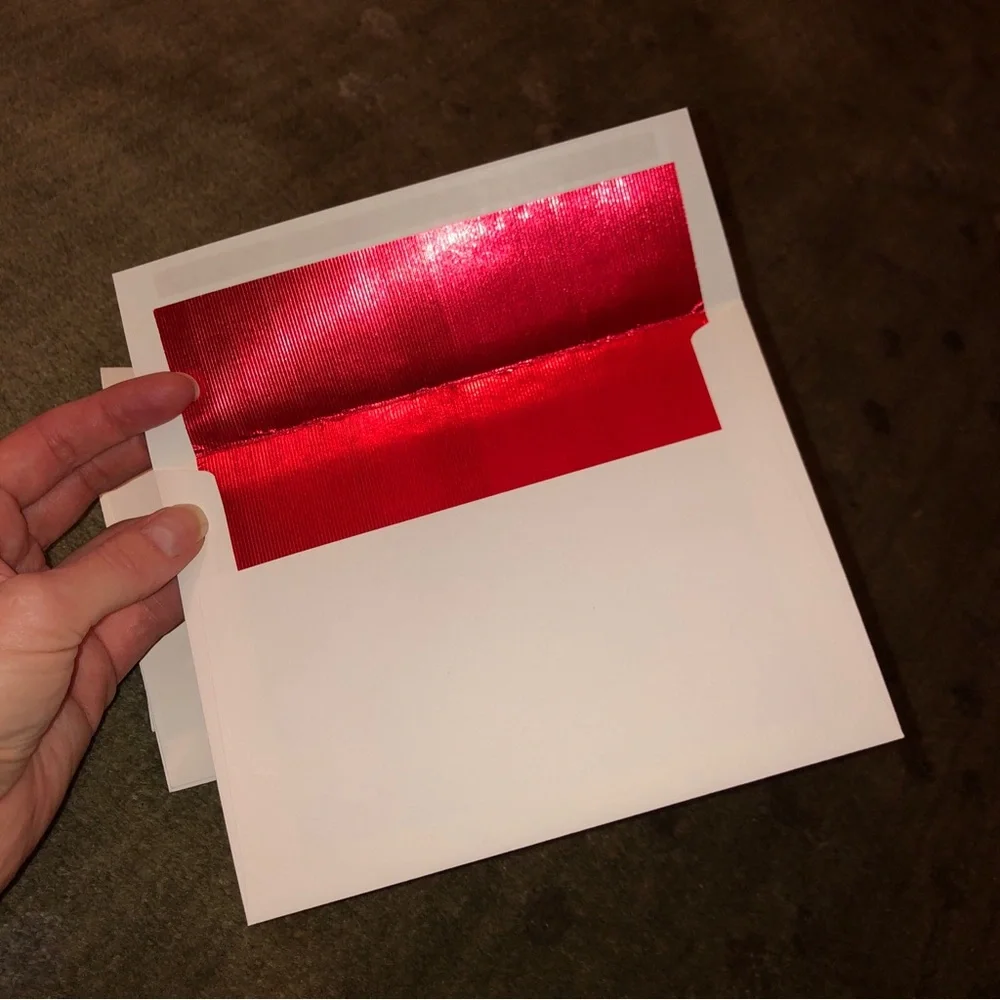 Set of 50 Elegant Red Lined Envelopes for Parties